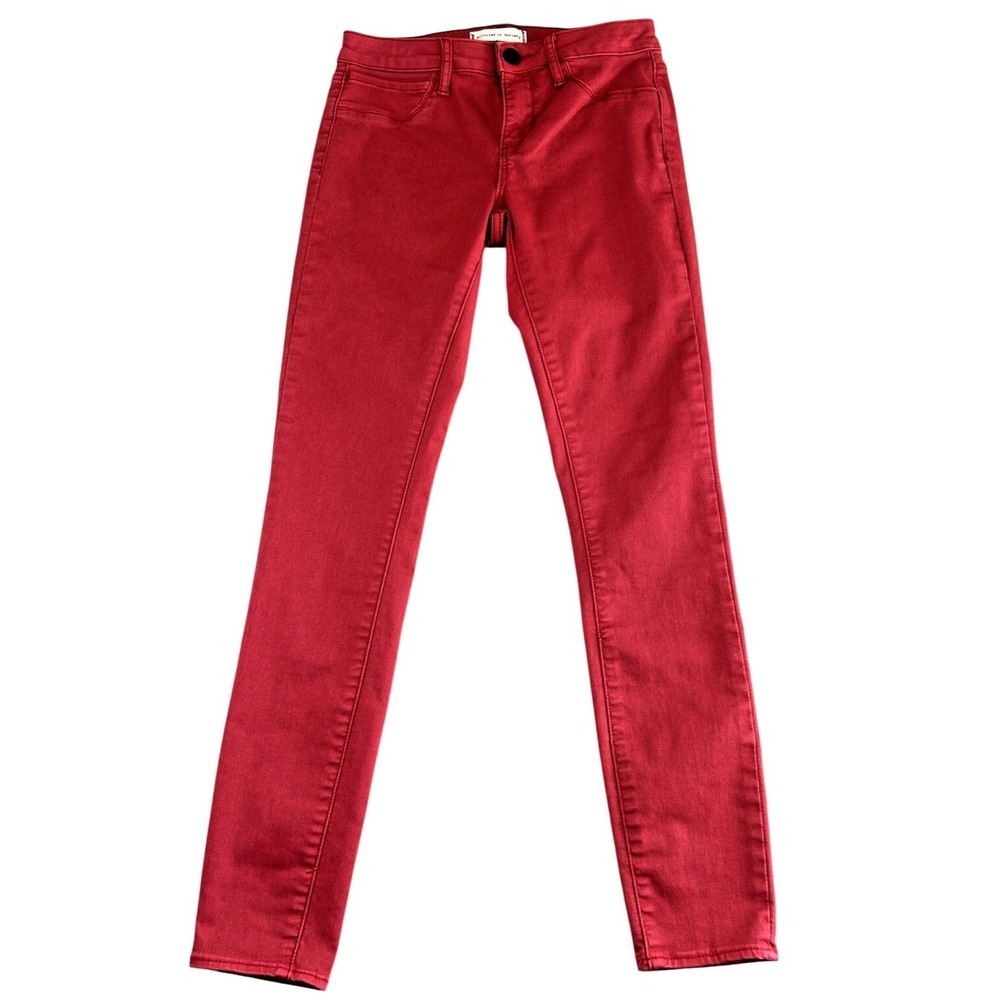 Articles of Society Women's 26 (27X28) Red Skinny Jeans Slim Fit Preppy Ankle